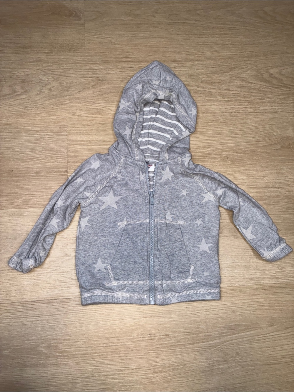 Hanna Andersson Light Gray Star Hooded Zip Sweatshirt 2T